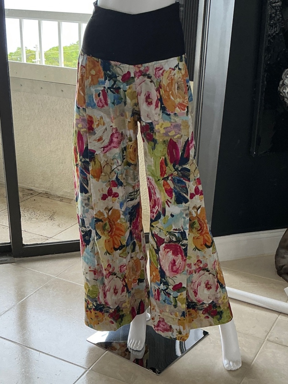 Wide-Leg Floral Print Palazzo Pants - Multicolor